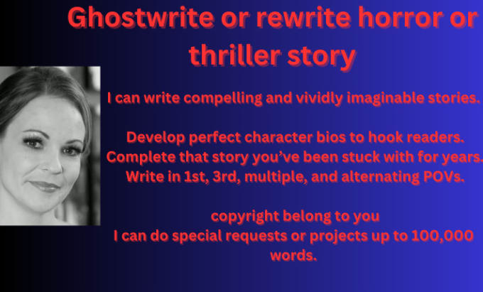 Bestseller - ghostwrite or rewrite scary horror story thriller story