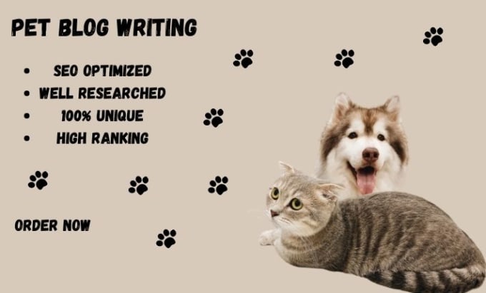 Gig Preview - Write SEO pet blog, dog articles, and cat content