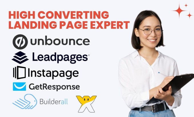 Gig Preview - Do landing page on getresponse, unbounce, leadpages, instapage, builderall, wix