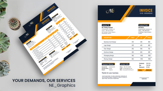 Gig Preview - Design professional invoices and business cards