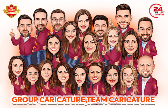 Gig Preview - Make group caricature, sports cartoon, athlete caricature