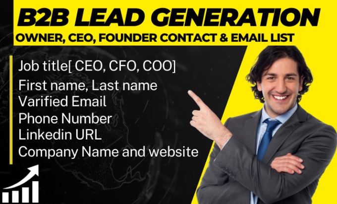 Gig Preview - Find CEO lead, owner, founder email list, and b2b contact list building