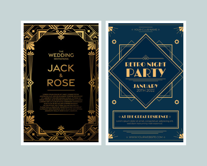 Gig Preview - Design art deco invitation, poster,business or greeting card