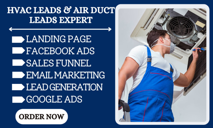 Gig Preview - Generate hvac leads hvac website hvac landing page air duct leads facebook ads