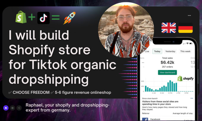 Gig Preview - Build shopify store for tiktok organic dropshipping