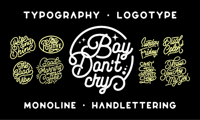 Gig Preview - Create custom typography vintage monoline lineart