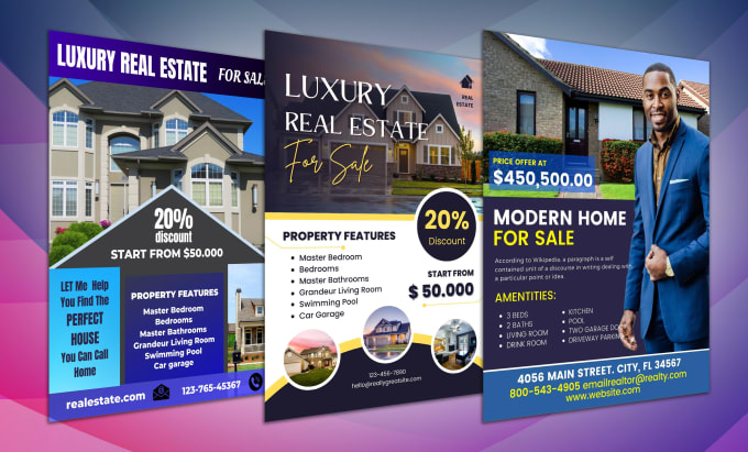 Gig Preview - Do a real estate flyer, postcard, door hanger, banner, and yard sign design