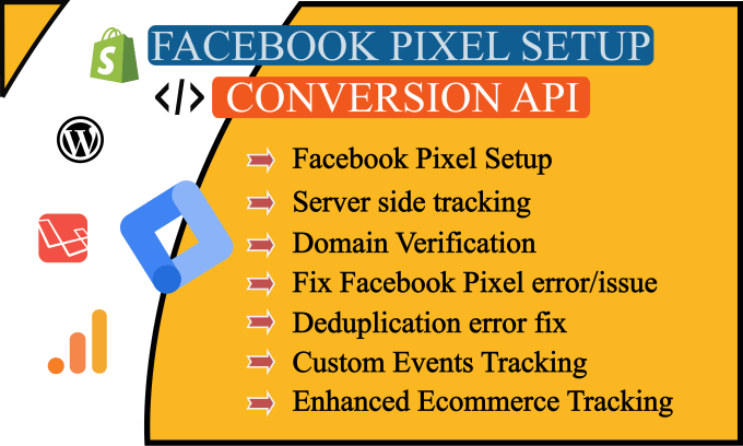 Gig Preview - Setup or fix facebook pixel conversion API ga4 ios 14 fb error with GTM