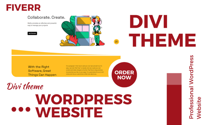 Gig Preview - Create a professional wordpress website by a divi theme