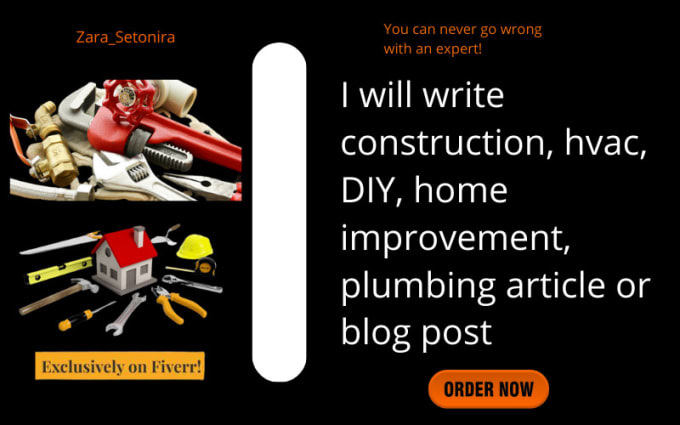 Gig Preview - Write construction, hvac, DIY, home improvement, plumbing article or blog post