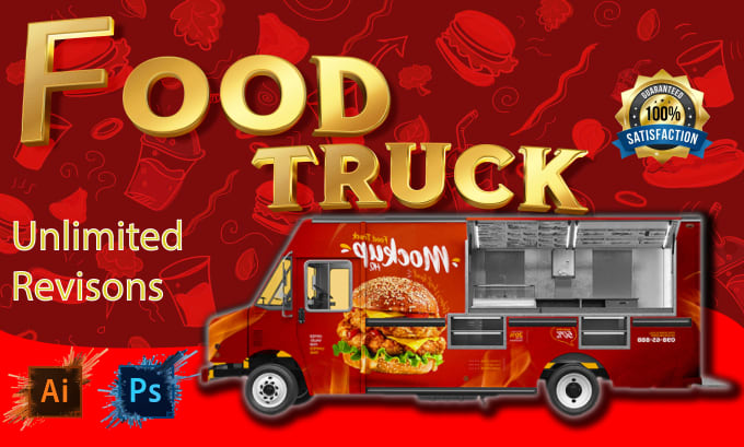 Gig Preview - Design stylish food truck wrap, premium food truck wrap, food truck wrap design