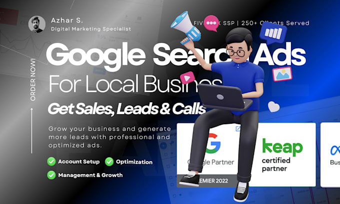 Gig Preview - Setup and run profitable google ads for local business, contractor, and services