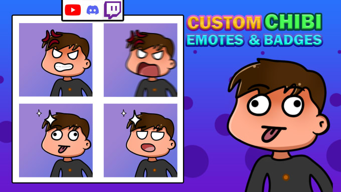 Gig Preview - Create cute and chibi twitch emotes and badges for you