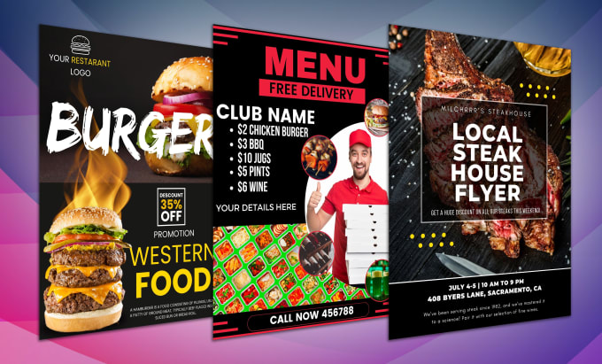 Gig Preview - Do a food flyer, postcard, door hanger, banner, yard sign, menu design