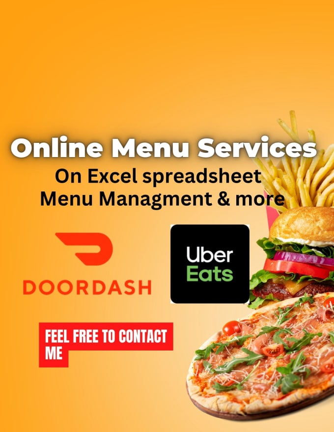 Gig Preview - Do doordash, uber eats menu on excel spreadsheet for you