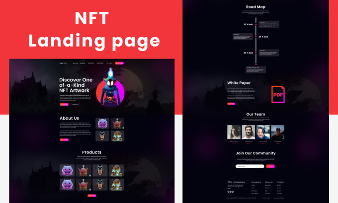 Gig Preview - Design the nft landing page, single page, one page website