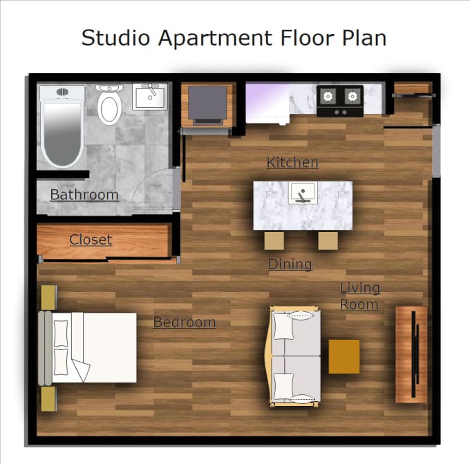 Gig Preview - Render architecture 2d floor in adobe photoshop