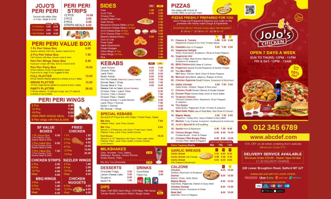 Gig Preview - Professional food menu card design for your restaurant cafe