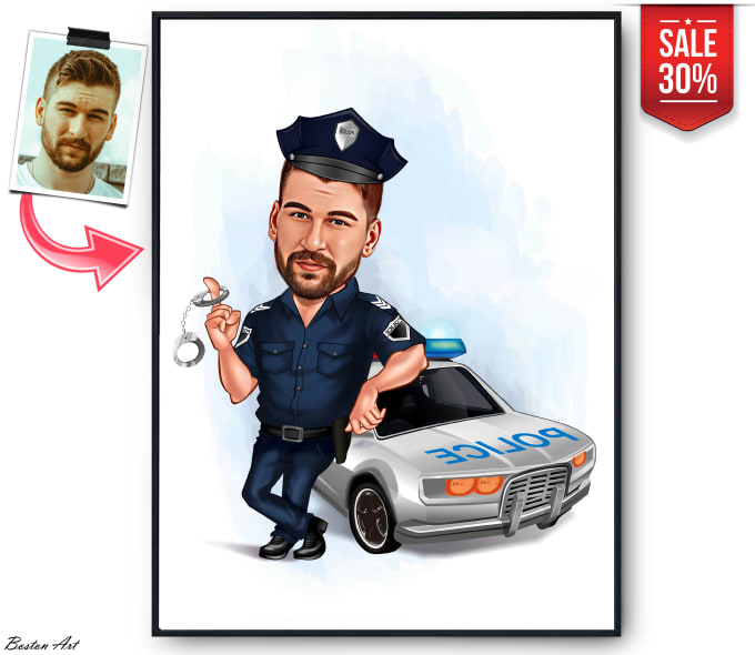 Gig Preview - Draw police caricature gift, police officer gift, caricature drawing from photo