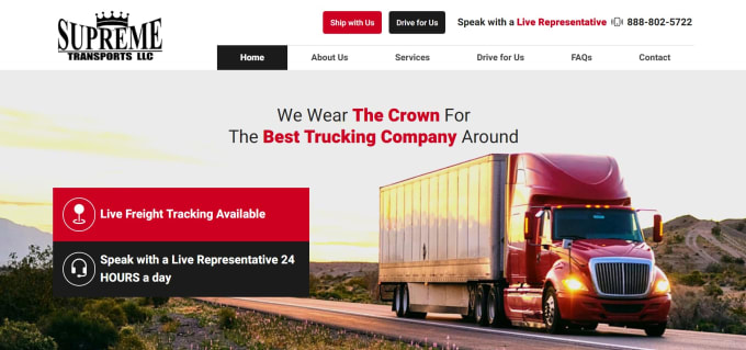 Gig Preview - Design logistics, dispatch, moving, cargo, trucking company website