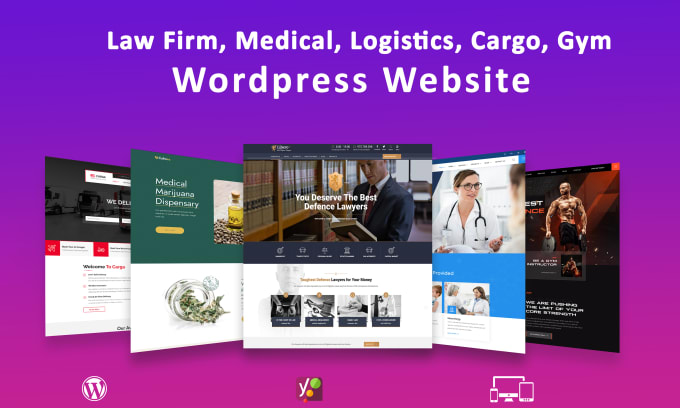 Gig Preview - Design law firm, logistics, cargo, gym and medical wordpress website