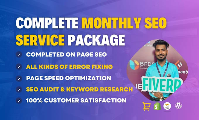 Gig Preview - Complete monthly SEO service package for wordpress, wix with google top ranking