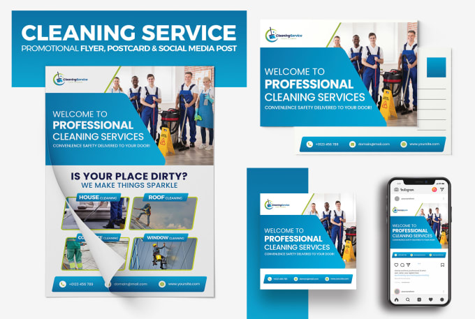 Gig Preview - Do cleaning service, junk removal marketing flyer, postcard, door hanger design