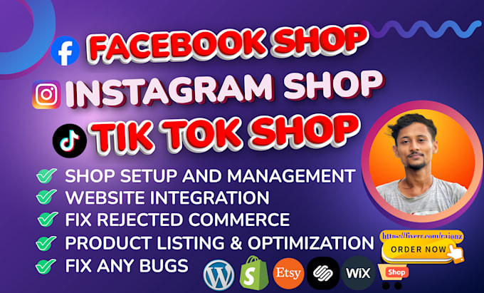 Gig Preview - Set up tiktok, facebook, and instagram shops with solving all the issues