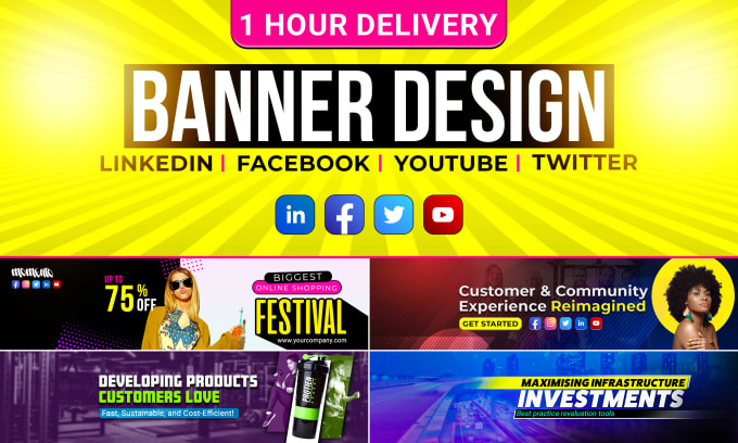 Gig Preview - Design linkedin company header, facebook cover, youtube, twitter banner