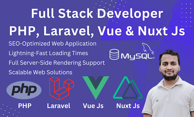 Gig Preview - Be your full stack developer with laravel vue nuxt