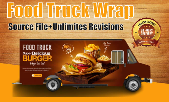 Gig Preview - Design professional unique premium quality food truck wrap