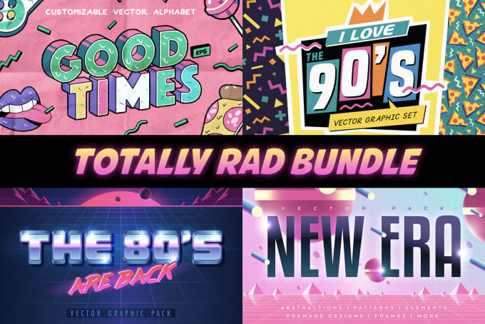 Gig Preview - Provide a totally rad vintage graphics bundle