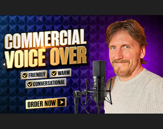 Gig Preview - Be your commercial voiceover radio tv social media ad promo actor voice over