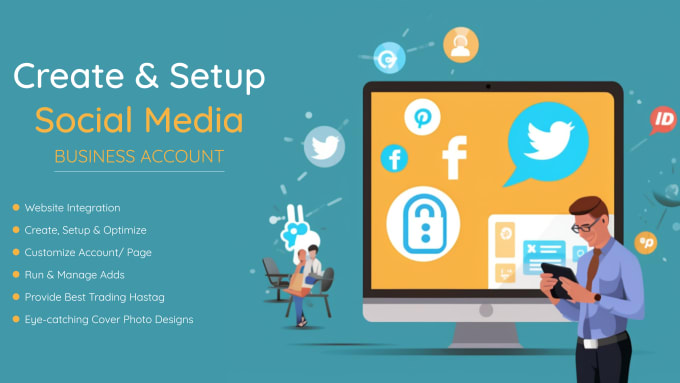 Gig Preview - Create and setup social media account for your business