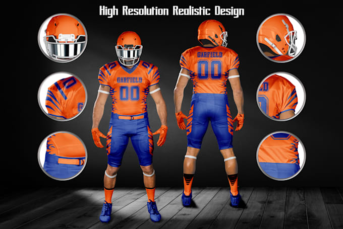 Gig Preview - Design american football jersey, uniform kit 3d mockup