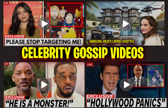 Gig Preview - Celebrity gossip and celebrities lifestyle videos, faceless channel, cash cow