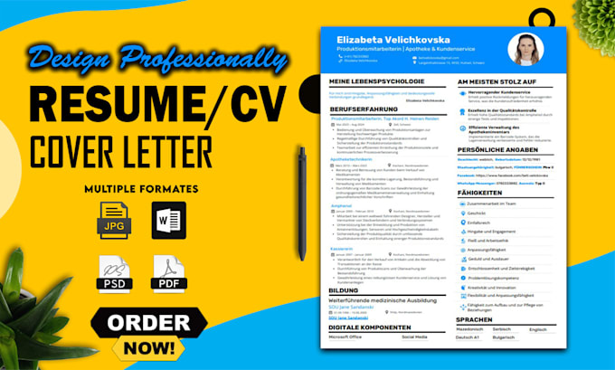 Gig Preview - Design creative professional modern resume, be your cv maker and resume builder