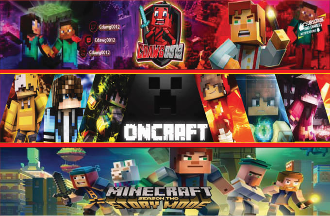 Gig Preview - Do custom minecraft youtube banner with your minecraft skin