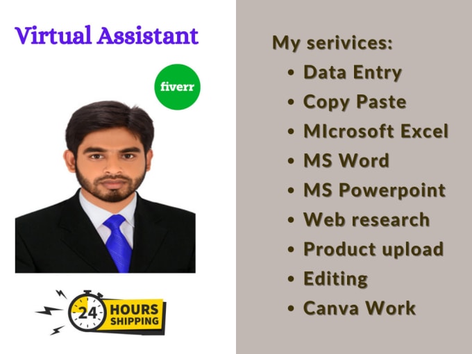 Gig Preview - Be your professional personal virtual assistant for all online work