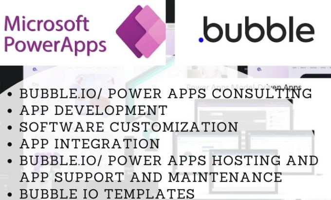 Gig Preview - Develop in bubble io, power apps, glide for web app and mobile apps development