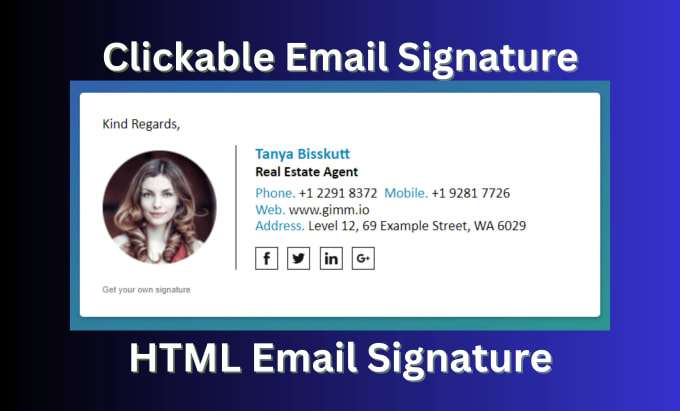 Gig Preview - Design attractive clickable email signature, HTML signature