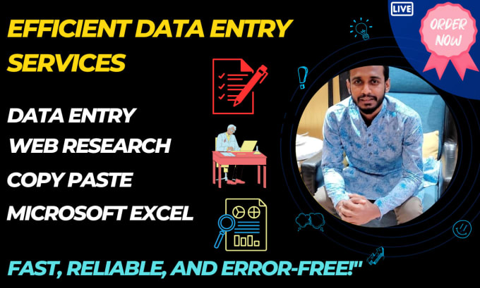 Gig Preview - Do fastest and accurate reliable data entry and web research