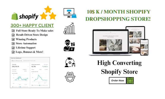 Gig Preview - Design shopify dropshipping store with winning products