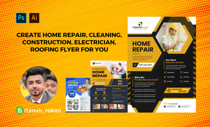 Gig Preview - Create home repair, cleaning, construction, electrician, roofing flyer for you