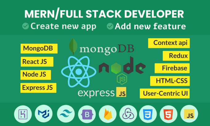 Gig Preview - Be your mern stack developer with react js, node js, next js