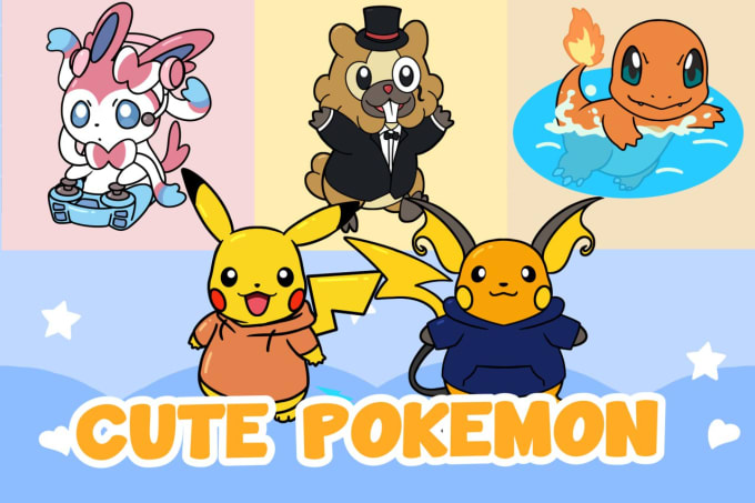 Gig Preview - Draw cute pokemon sticker and kawaii chibi characters