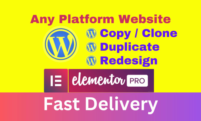 Gig Preview - Copy, clone, redesign, duplicate website using elementor pro