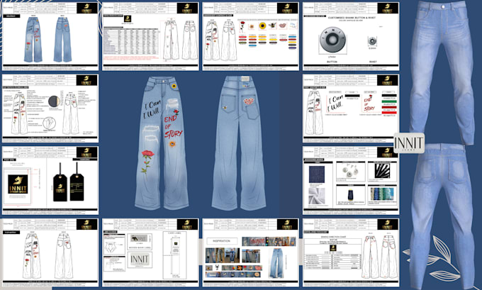 Gig Preview - Create details fashionable jeans illustration and tech pack