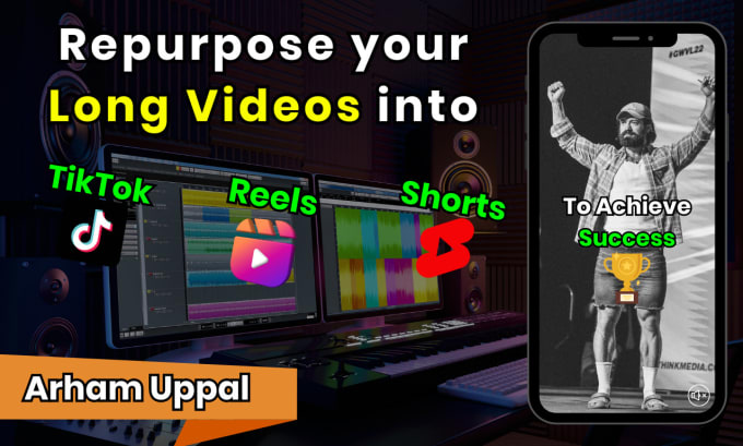 Gig Preview - Repurpose your video or podcast into tiktok reels and youtube shorts