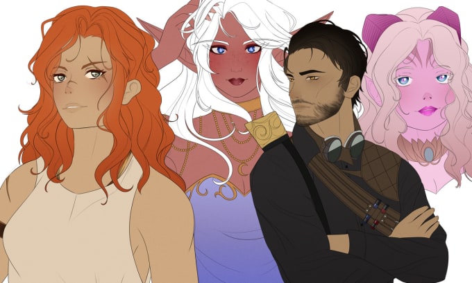 Gig Preview - Draw sfw of any dnd, fanart, game character in a flat colored anime style